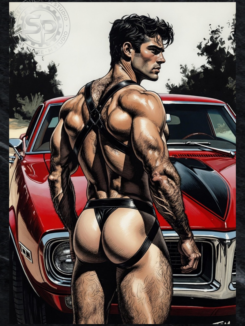 Red Firebird — Leather Harness Male Art Print