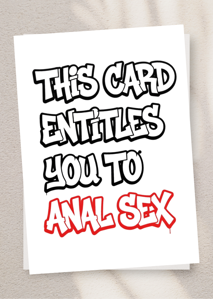 Adult Greeting Card | This Card Entitles Anal Sex | Cheeky NSFW Voucher | Adult Kinky Humor | Single or 5-Pack