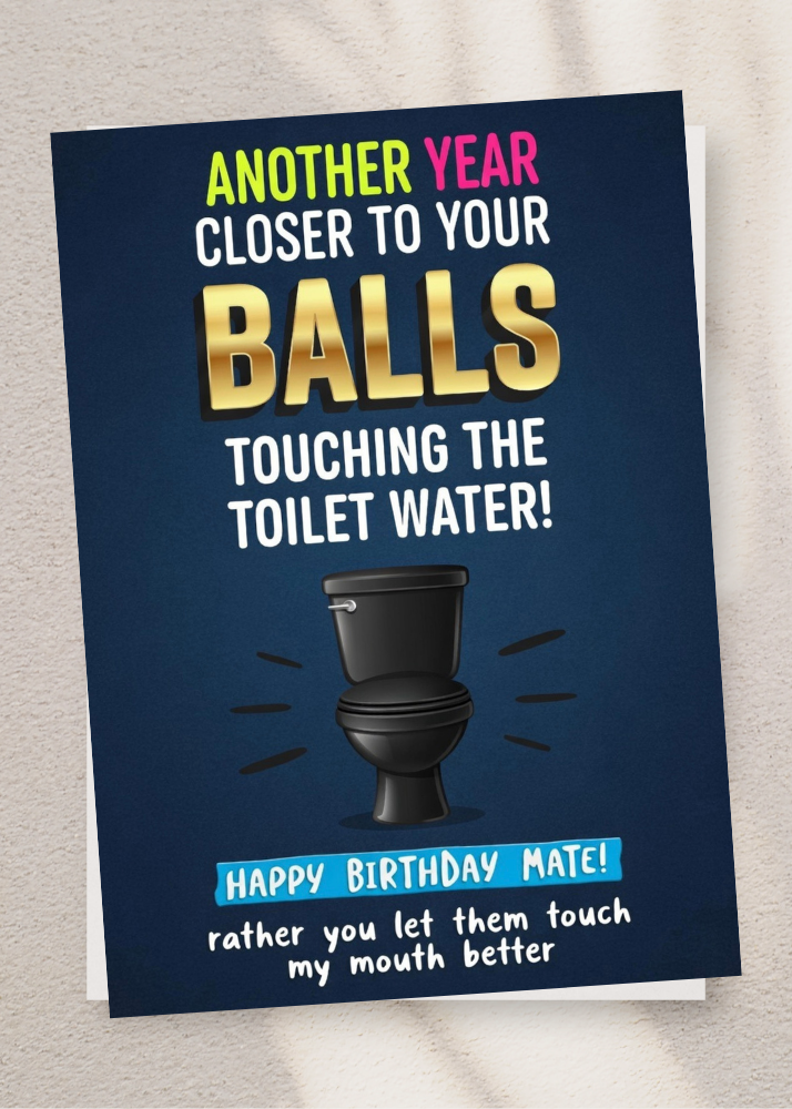 Adult Greeting Card | Balls Toilet Water Pun | Cheeky Birthday NSFW | Adult Gay Humor Card | Single or 5-Pack