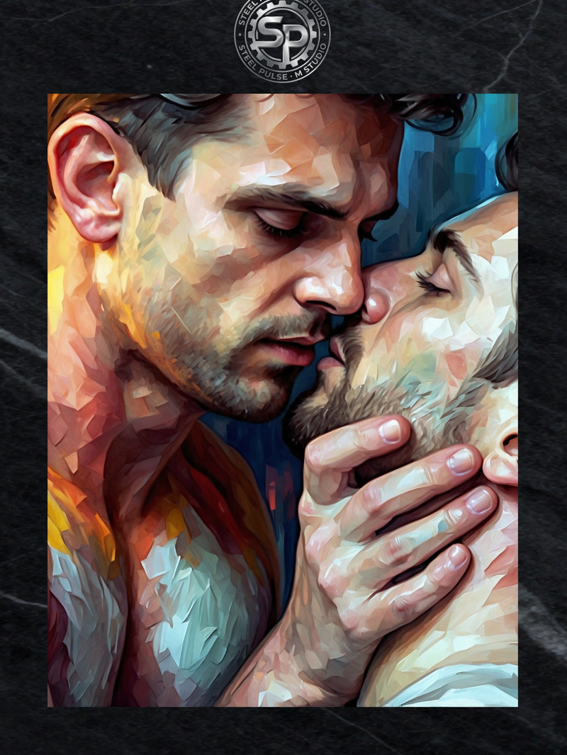 Gay Erotic Art Print | Gay Couple Passion | Painting Wall Art | Sexy Homoerotic Artwork | 4 Sizes