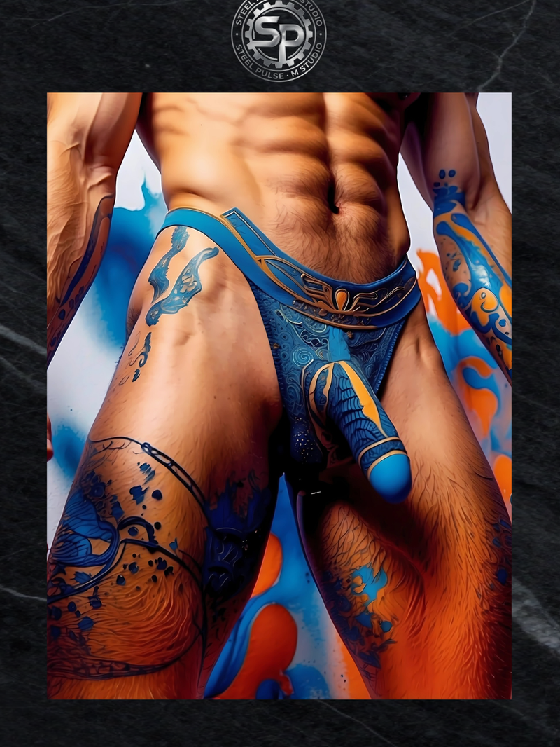 Armored Allure: Erotic Male Tattoo Art Print (Digital Download)