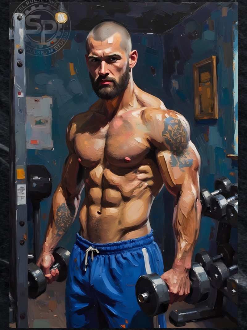 Muscular Gym Print: Erotic Male Physique, Fitness Wall Art