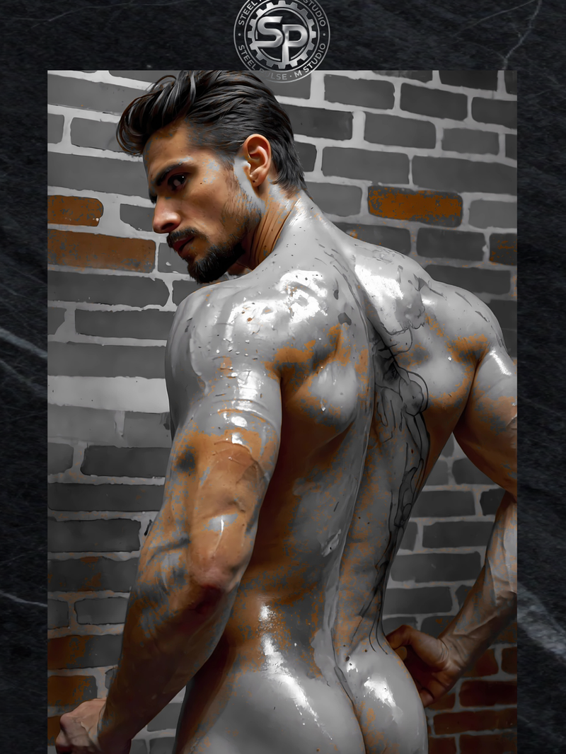 Male Nude Art Print | Erotic Gay Wall Decor | Oil & Skin Artistic Nude Illustration | Homoerotic Artwork | AiPhoenixArtWorks
