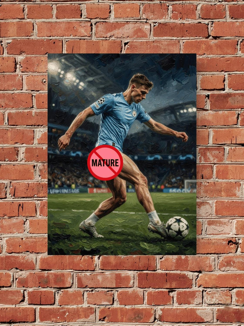 Soccer Player Fine Art Print, Muscular Footballer Impasto Oil Painting Poster, Athletic Soccer Star Wall Decor, Manchester Sports Fan Art