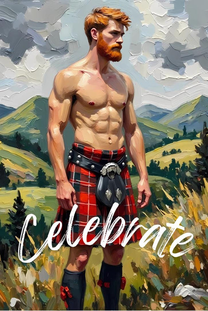 Celebrate Greeting Card | Scottish Highland Art | 4x6 Folded Card with Envelope | Mature Content | Single or Set