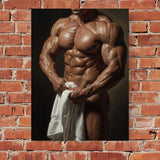 Muscular Torso Oil Painting Print, Classical Bodybuilder Fine Art, Masculine Fitness Wall Decor