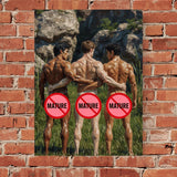 Camaraderie Figure Study Print – Painterly Outdoor Nude Art in Natural Setting