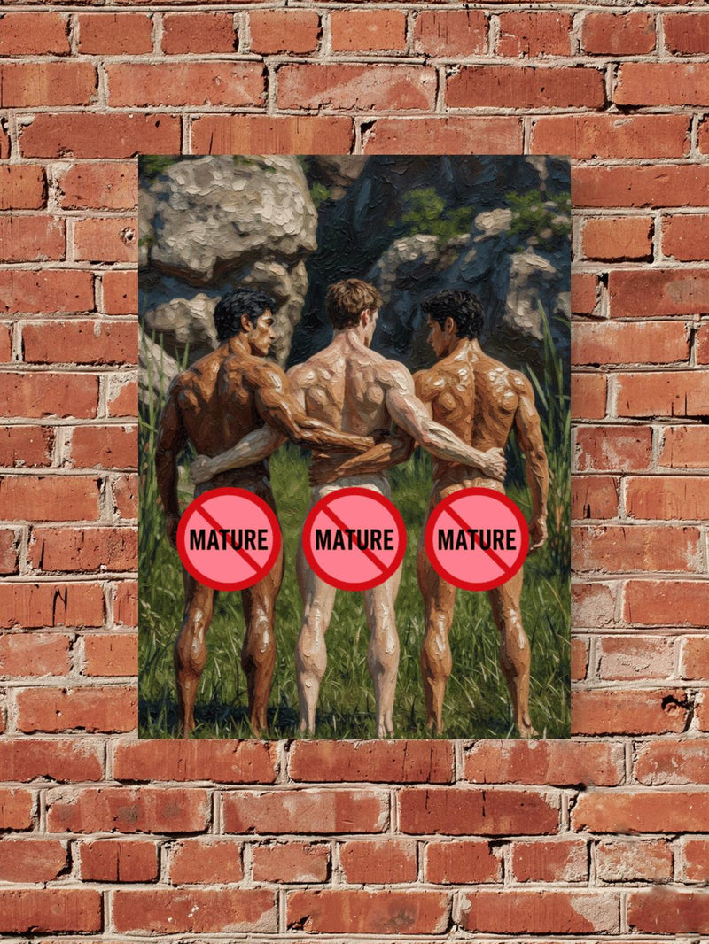 Camaraderie Figure Study Print – Painterly Outdoor Nude Art in Natural Setting