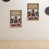 Stylized Male Figure Art Print: Modern Bathroom Scene, Glossy Poster