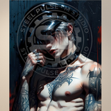 Gay Erotic Art Print | Punk Male Nude Police Cap & Collar | Digital Painting Wall Art | Sexy Homoerotic Artwork | 4 Sizes