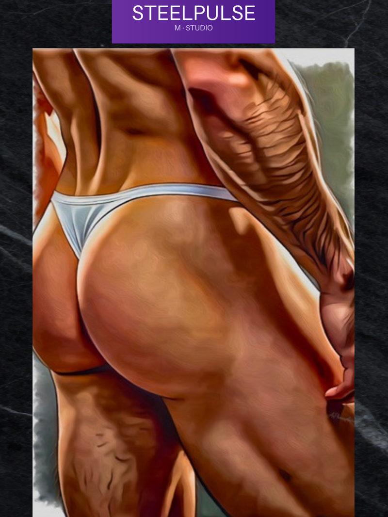 Erotic Art Print | Tattooed Male Back & Thong | Gay NSFW Body Art Print | Bold Masculine Detail | 4 Sizes