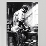 Hephaestus’ Hammer Fall Art Print – Glossy Wall Decor, Unframed Male Figure Photography
