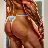 Erotic Art Print | Tattooed Male Back & Thong | Gay NSFW Body Art Print | Bold Masculine Detail | 4 Sizes