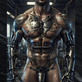Iron Flesh — Gay Cyberpunk Erotic Wall Art | Instant Download