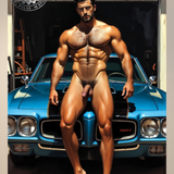 Blue Firebird — Explicit Male Nude Art Print