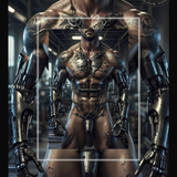 Iron Flesh — Gay Cyberpunk Erotic Wall Art | Instant Download