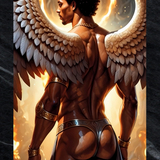 Phoenix Angel's Ascent Art Print | Winged Male Rebirth Wall Art | Mythic LGBTQ+ Decor | SteelPulseMStudio