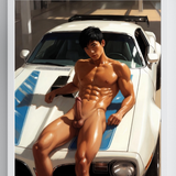 White Trans Am — Explicit Male Nude Art Print