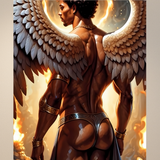 Phoenix Angel's Ascent Art Print | Winged Male Rebirth Wall Art | Mythic LGBTQ+ Decor | SteelPulseMStudio