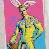 Adult Greeting Card | Easter Bunny Bulge Eggs | Cheeky Muscle Hunk Pun | Gay Erotic Holiday | Single or 5-Pack