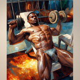 Erotic Gym Art Print – Muscular Male Physique Decor