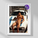 White Trans Am — Explicit Male Nude Art Print