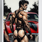 Red Firebird — Leather Harness Male Art Print