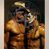 Gay Erotic Art Print | Cowboy & Clown Male Nude Close | Digital Painting Wall Art | Sexy Homoerotic Artwork | 4 Sizes
