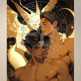 Gay Erotic Art Print | Angel Demon Lovers Embrace | Winged Nude Fantasy Kiss | Homoerotic Celestial Art | 4 Sizes