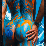 Erotic Art Print | Male Body Paint Ocean | Gay NSFW Colorful Art | Teal & Orange Sensual Print | 4 Sizes