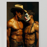 Gay Erotic Art Print | Cowboy & Clown Male Nude Close | Digital Painting Wall Art | Sexy Homoerotic Artwork | 4 Sizes