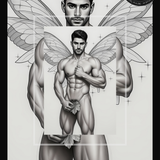 Gay Erotic Art Print | Muscular Male Fairy Wings Nude | Digital Fantasy Wall Art | Sexy Homoerotic Artwork | 4 Sizes Available