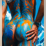 Erotic Art Print | Male Body Paint Ocean | Gay NSFW Colorful Art | Teal & Orange Sensual Print | 4 Sizes