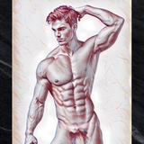 Gay Erotic Art Print | Muscular Male Nude Pose | Digital Fantasy Wall Art | Sexy Homoerotic Artwork | 4 Sizes Available