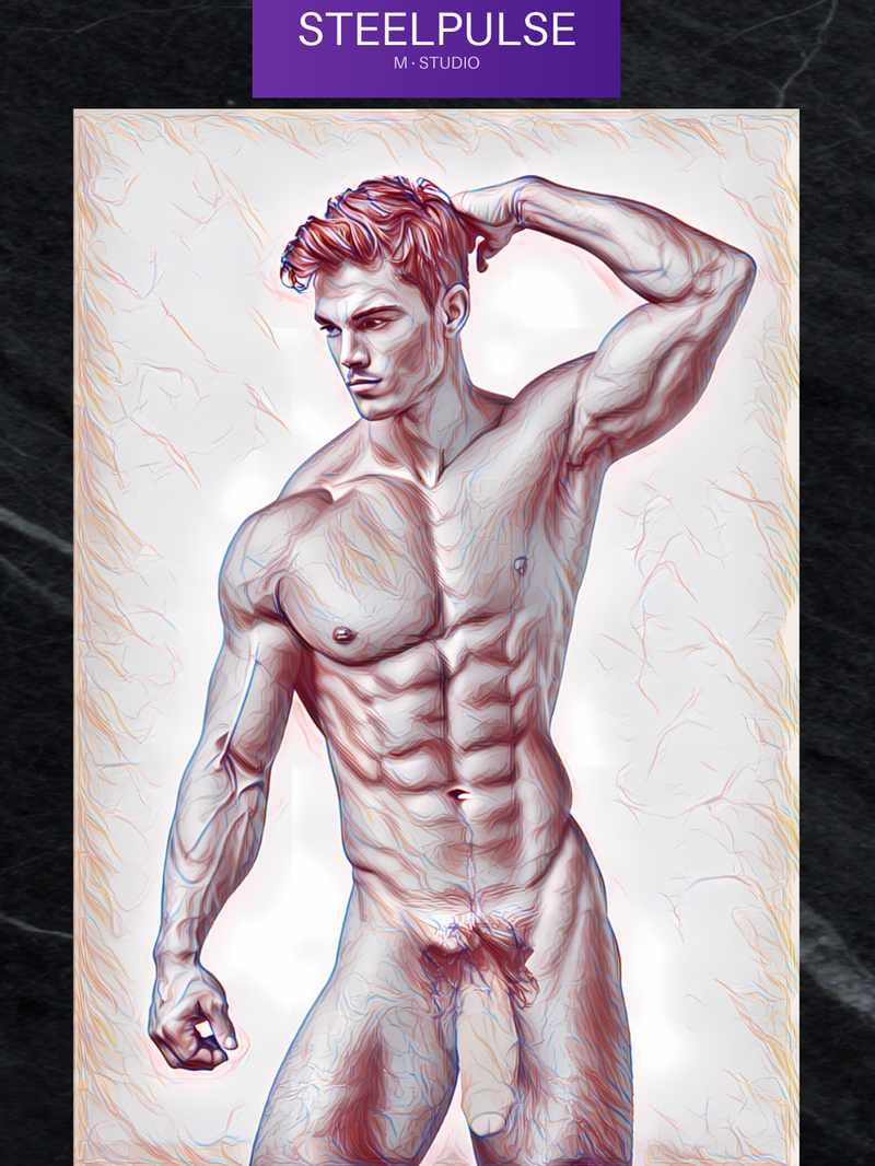 Gay Erotic Art Print | Muscular Male Nude Pose | Digital Fantasy Wall Art | Sexy Homoerotic Artwork | 4 Sizes Available
