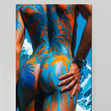 Erotic Art Print | Male Body Paint Ocean | Gay NSFW Colorful Art | Teal & Orange Sensual Print | 4 Sizes