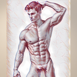 Gay Erotic Art Print | Muscular Male Nude Pose | Digital Fantasy Wall Art | Sexy Homoerotic Artwork | 4 Sizes Available