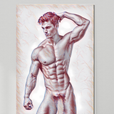 Gay Erotic Art Print | Muscular Male Nude Pose | Digital Fantasy Wall Art | Sexy Homoerotic Artwork | 4 Sizes Available