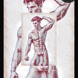 Gay Erotic Art Print | Muscular Male Nude Pose | Digital Fantasy Wall Art | Sexy Homoerotic Artwork | 4 Sizes Available