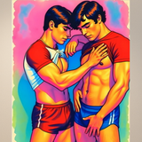 Retro Jock Embrace – Pop Art Homoerotic Print