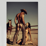 Erotic Art Print | Cowboy Dominant Fantasy | Leather Chaps Nude Power | Sensual Western Art | 4 Sizes