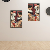 Lámina de arte erótico gay | Dos hombres musculosos en el vestuario con equipación de fútbol | Arte digital para pared | Obra de arte sexy homoerótica | 4 tamaños