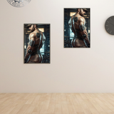 Cyberpunk Male Portrait Art Print, Tattooed Sci-Fi Man Wall Decor