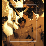Gay Erotic Art Print | Angel Demon Lovers Embrace | Winged Nude Fantasy Kiss | Homoerotic Celestial Art | 4 Sizes
