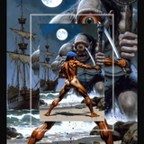 Art Print | Muscular Sinbad vs Cyclops | Nude Fantasy Battle | Digital Painting Wall Art | Homoerotic Monster Slayer Artwork | 4 Sizes