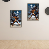 Art Print | Muscular Sinbad vs Cyclops | Nude Fantasy Battle | Digital Painting Wall Art | Homoerotic Monster Slayer Artwork | 4 Sizes
