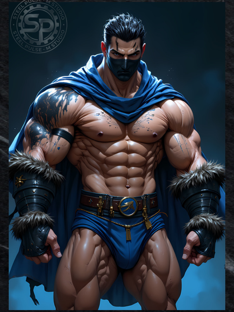 Fantasy Male Warrior Art Print: Superhero Decor, Masculine Artwork