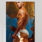 Glossy Photo Print – Golden Oil Contemplation Figure, Unframed Wall Art