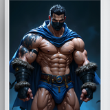 Fantasy Male Warrior Art Print: Superhero Decor, Masculine Artwork