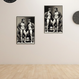 Gay Erotic Art Print | Leather Bikers Forehead Touch | Muscular Duo Embrace | Homoerotic Motorcycle Fantasy | 4 Sizes